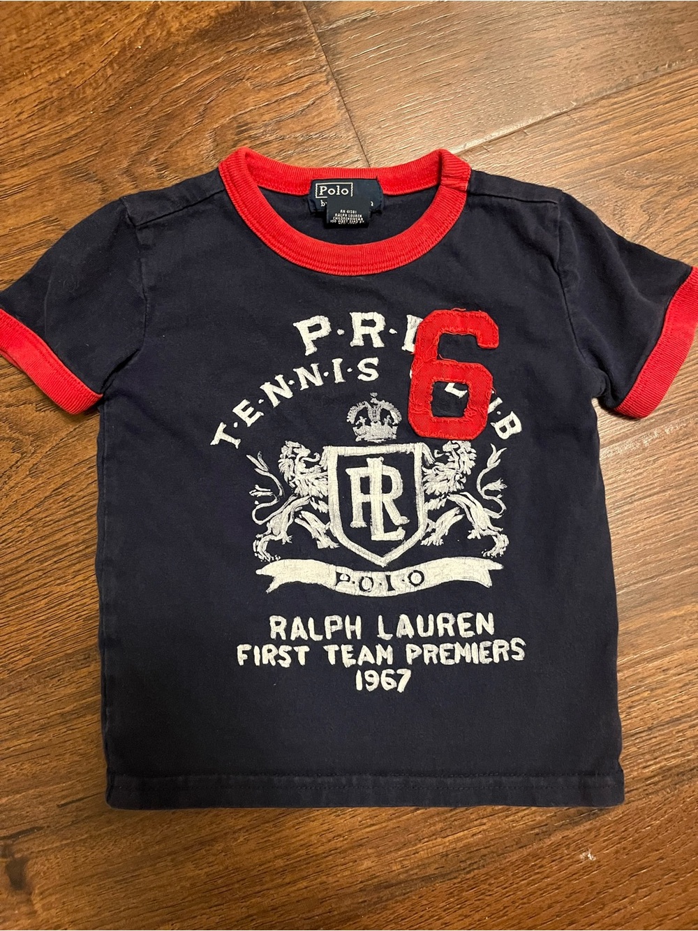 Polo by Ralph Lauren Navy Tee with Red Trim & Applique 6